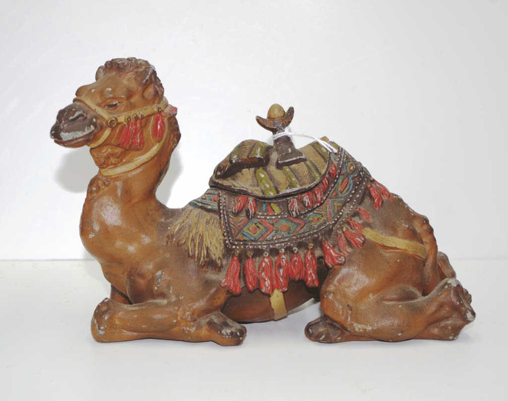 Antique cold painted bronze seated camel inkwell - Image 2 of 5