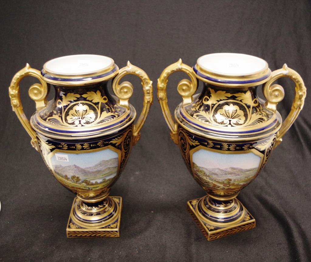 Pair of antique Derby style mantle vases - Image 4 of 7