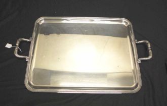 Christofle France silver plate twin handle tray