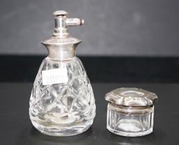 Sterling silver top rouge pot & perfume bottle