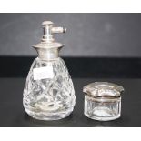 Sterling silver top rouge pot & perfume bottle