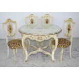 Ornately carved round table & 4 chairs