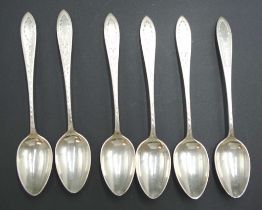 Six sterling silver bright cut spoons