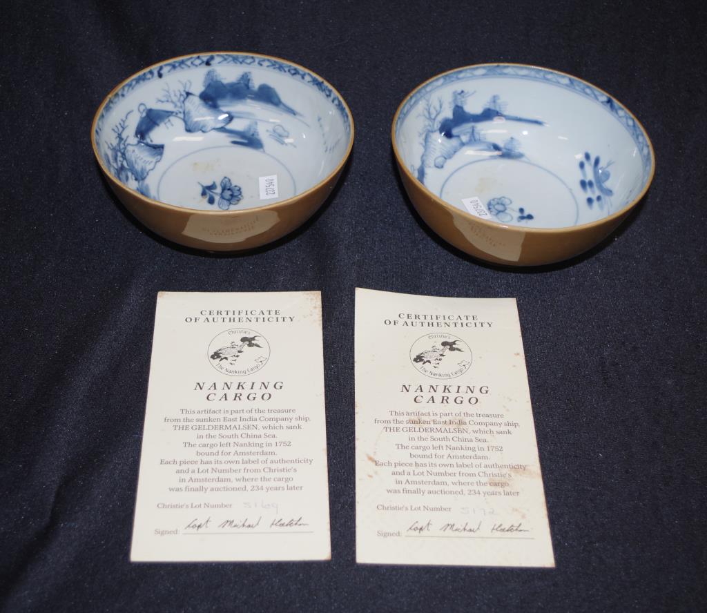 Pair antique Nanking Chinese porcelain bowls - Image 4 of 5