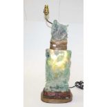 Chinese carved figural fluorite lamp