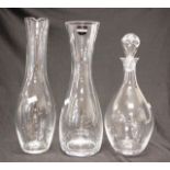 Three good glass carafes / decanters