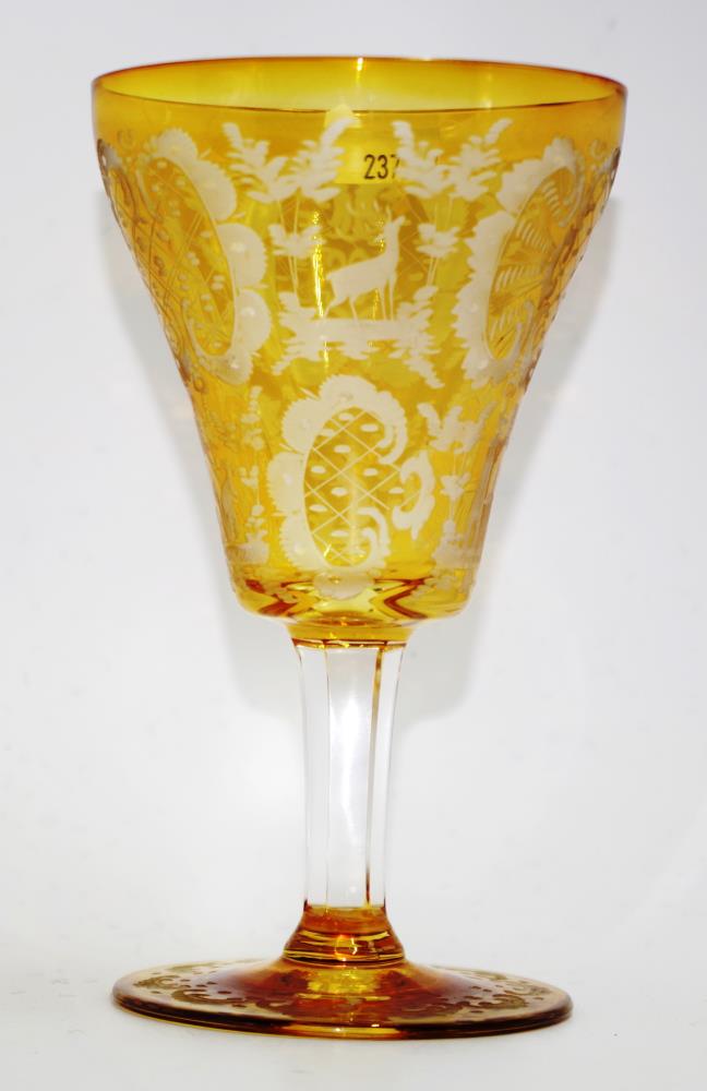 Early 20th century Bohemian wine glass - Image 2 of 3