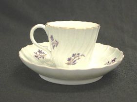 Antique 18th C Worcester teacup & saucer