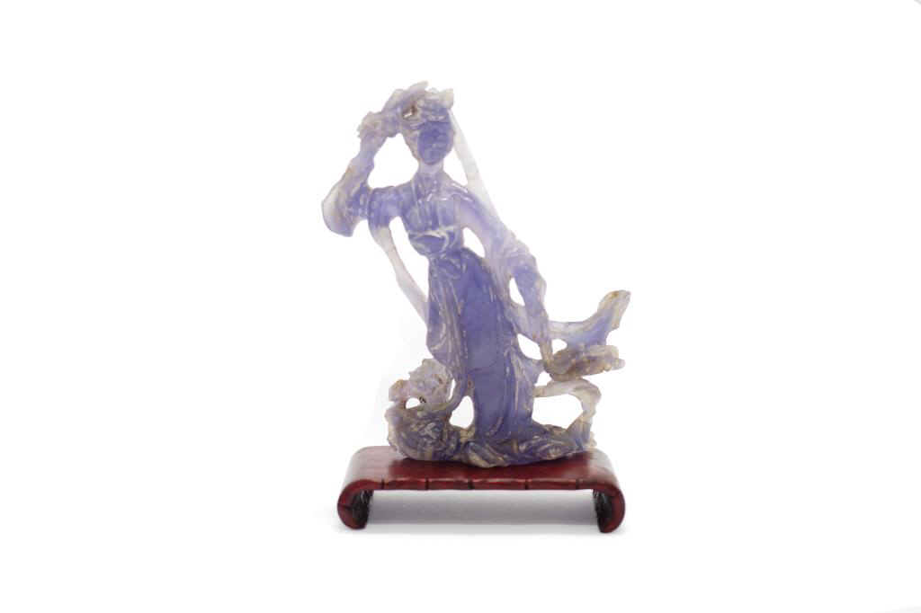 Lavender Jade carved Guanyin figure