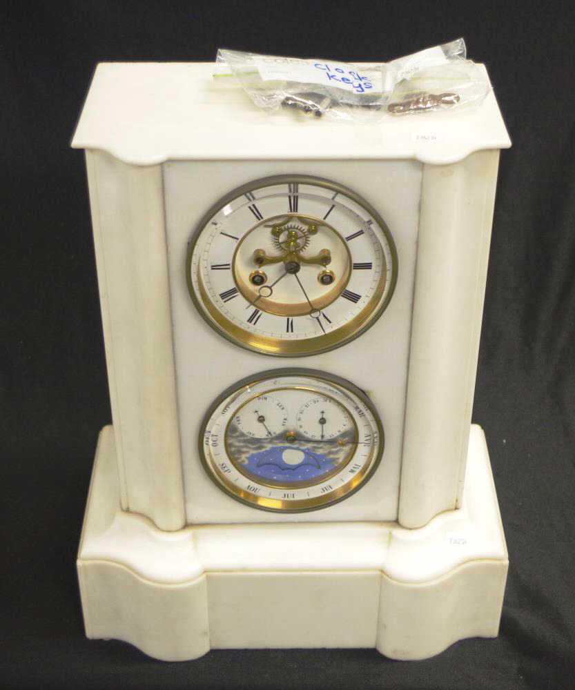 Good French alabaster cased mantle clock/calendar - Image 2 of 8