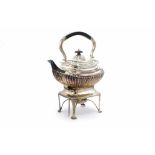 Victorian sterling silver spirit kettle on stand