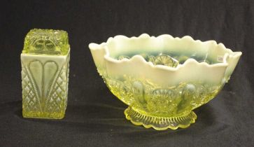 Vintage uranium glass centrepiece bowl