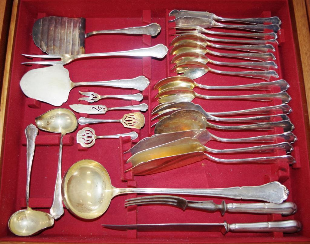 Extensive German silver & gilt cutlery set - Image 6 of 11