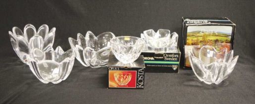 Six various art glass bowls