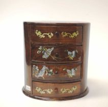 Early four drawer rosewood jewellery chest