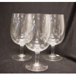 Set three large stemmed wine glasses