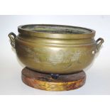 Large Chinese brass jardiniere