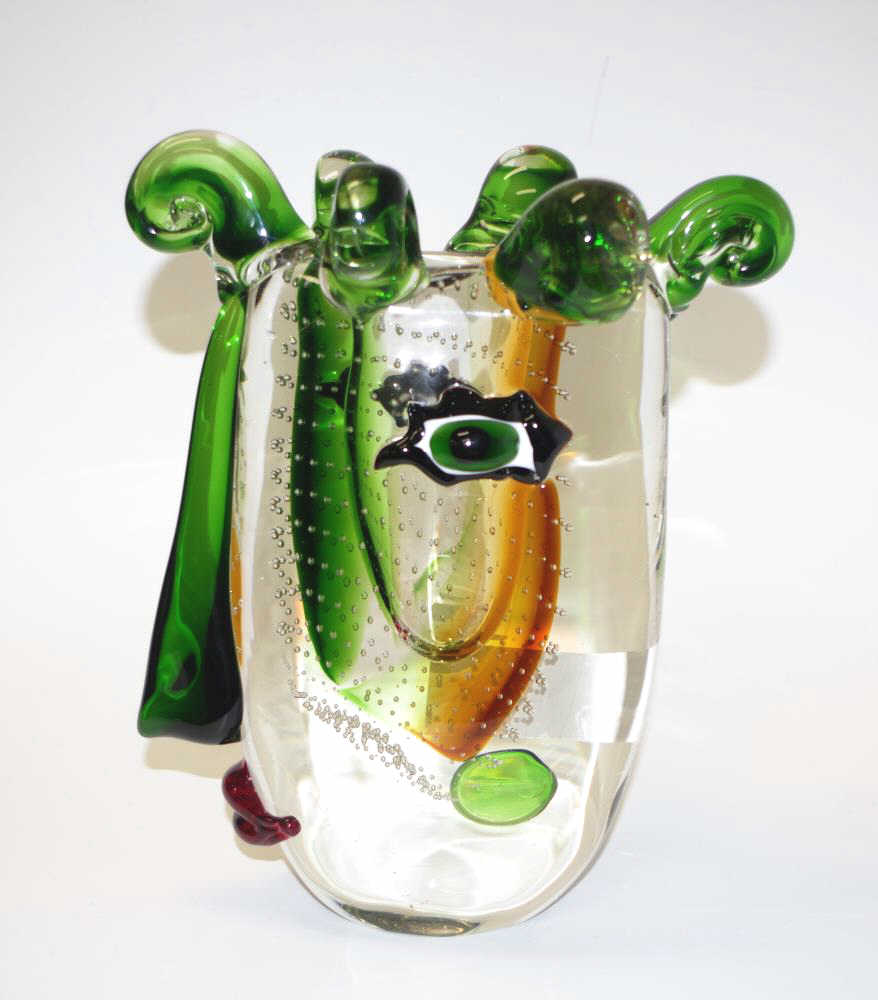 Good Murano glass Picasso head face vase - Image 2 of 6