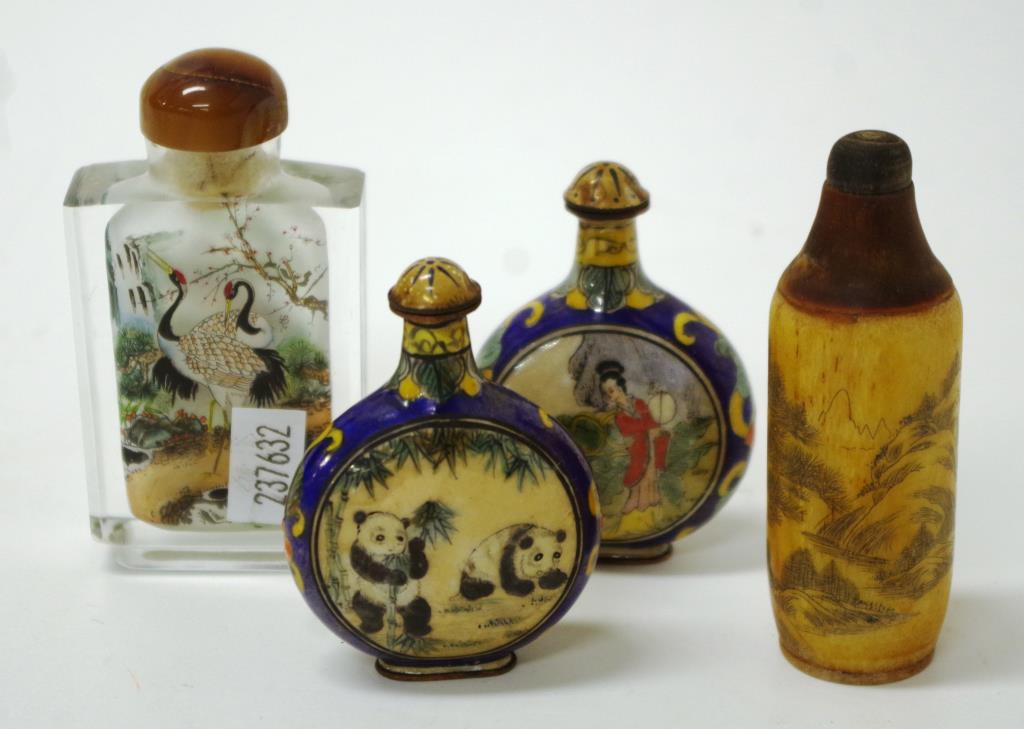 Four various Chinese snuff bottles