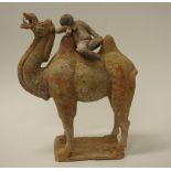 Chinese Tang earthenware figure of a camel & rider