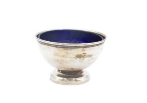 Sterling silver "Revere" bowl & blue glass liner