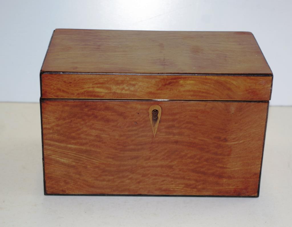 Georgian rectangular satinwood tea caddy - Image 2 of 5