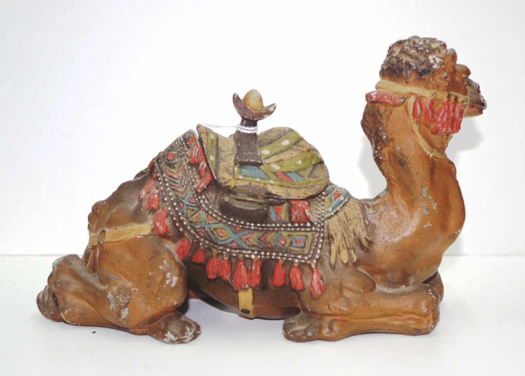 Antique cold painted bronze seated camel inkwell - Image 5 of 5