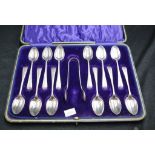 Cased set of 12 sterling silver teaspoons