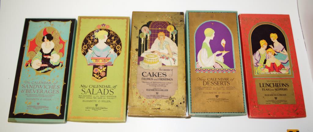 Five rare 1920's recipe calendar books & covers