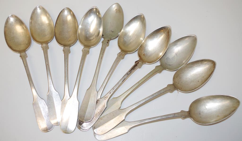 Ten antique German silver dessert spoons - Image 3 of 3