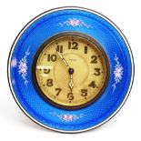 Swiss sterling silver & guilloche enamel clock