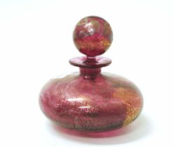 Isle of Wight decorated ruby glass scent bottle