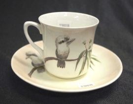 English handpainted "Kookaburra" cup & saucer