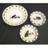 Three 1930's Grimwades "Black Cat" bowls