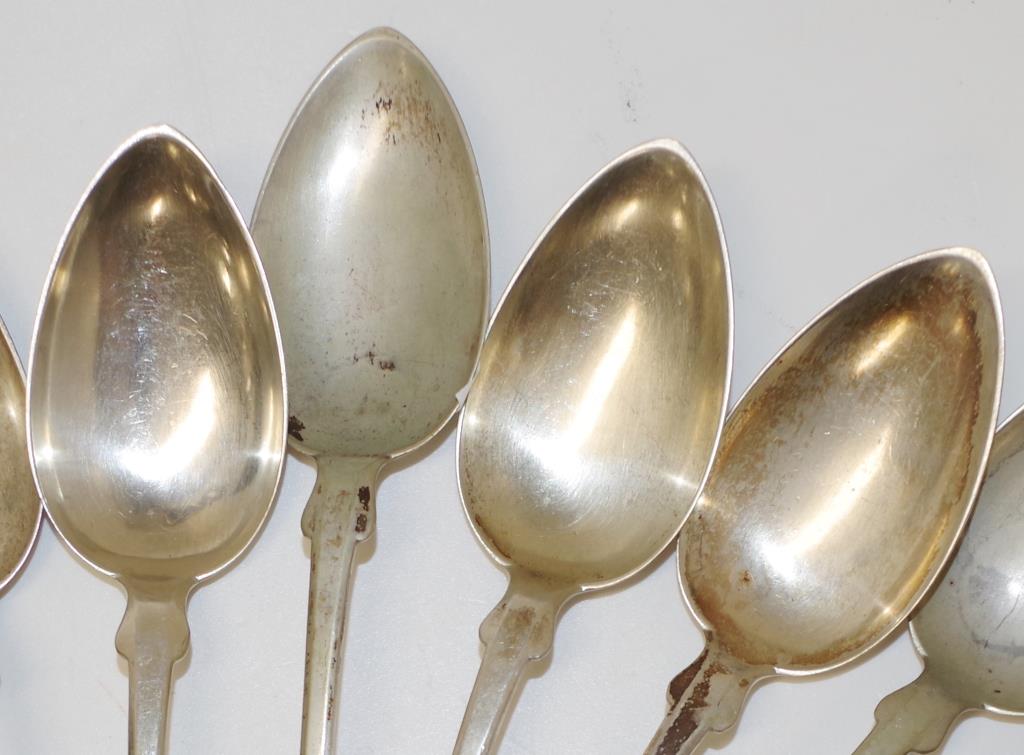 Ten antique German silver dessert spoons - Image 2 of 3