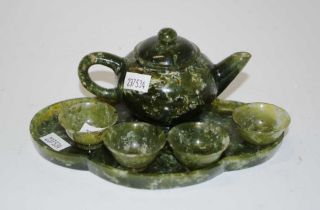 Spinach jade Chinese teaset