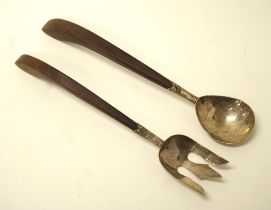 Pair of Mexican sterling silver serving spoons