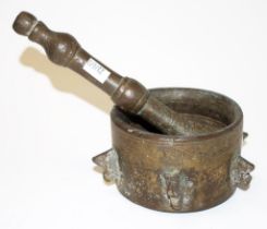 Antique bronze mortar and pestle