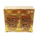 Chinese carved timber miniature jewellery cabinet