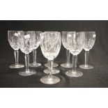 Nine Waterford "Lismore" white wine glasses