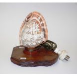 Carved cameo conch shell electric lamp