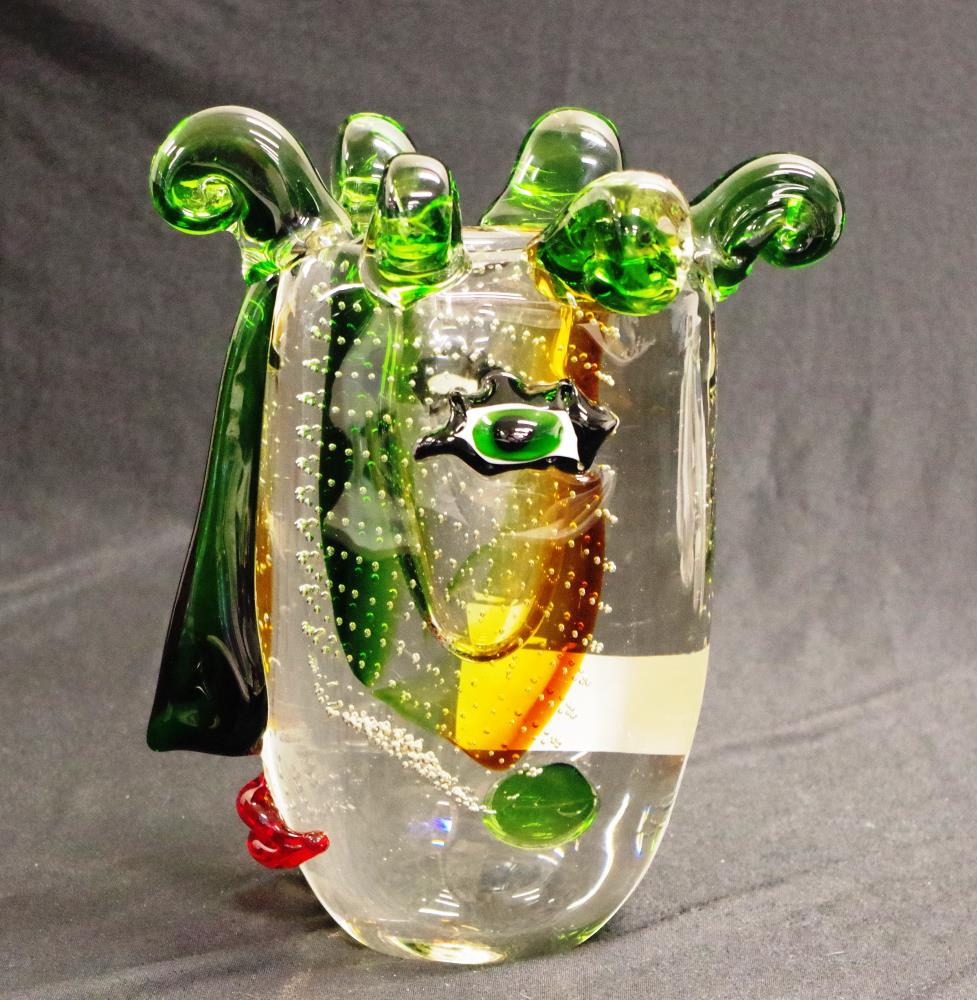 Good Murano glass Picasso head face vase - Image 4 of 6