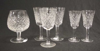 Six assorted Waterford Crystal 'Alana' glasses