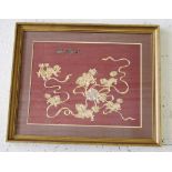 Framed Chinese gold thread embroidery