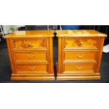 Pair of three drawer bedside chest