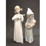 Two Lladro standing young girl figures