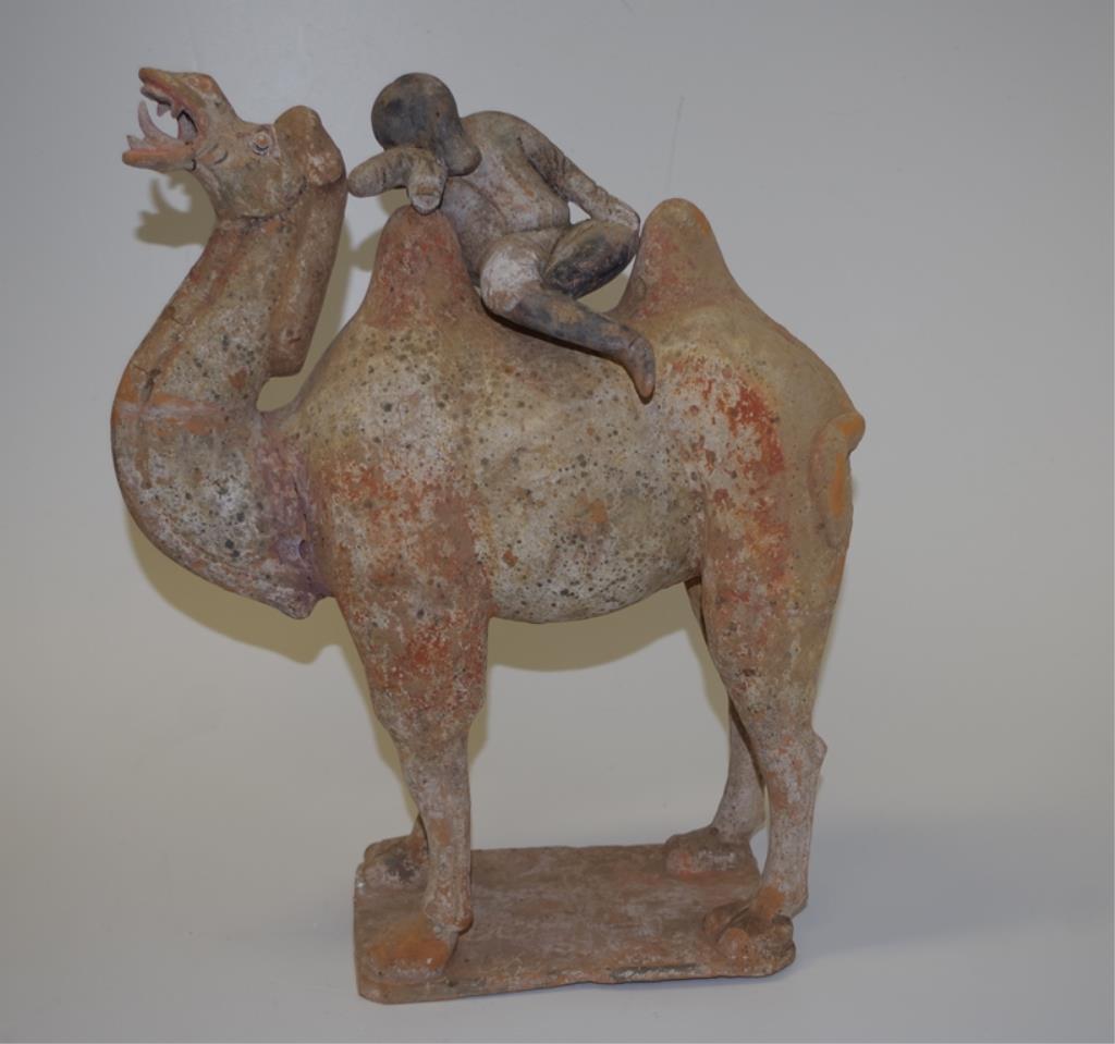 Chinese Tang earthenware figure of a camel & rider - Image 2 of 9