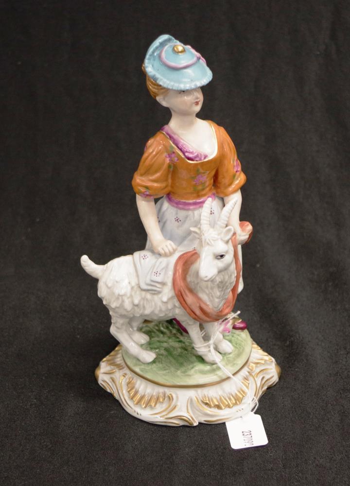 Meissen lady and goat porcelain figurine - Image 2 of 4
