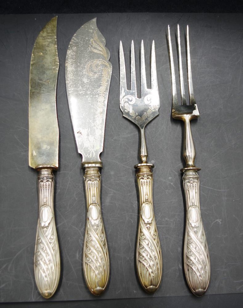 Four German silver handle serving utenslis