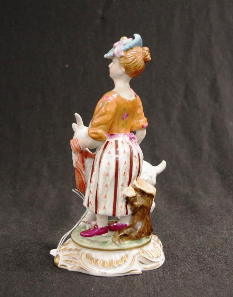 Meissen lady and goat porcelain figurine - Image 3 of 4